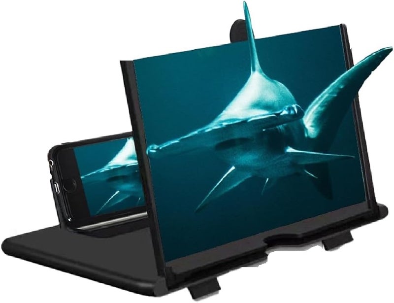 Dymicbit Screen Magnifier Amplifier,3D HD Mobile Phone Magnifier Projector Screen for Movies,Videos,and Gaming.Foldable Mobile Phone Holder with Screen Magnifier,Supports All Smartphones(Black) (12 inches) - Image 1